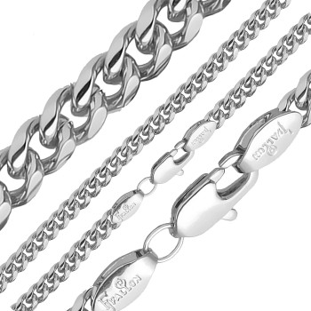 Ķēdīte ar rodija pārklājumu Klasisks Maiami stila Kubas posmu pinums