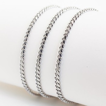 Ķēdīte ar rodija pārklājumu Klasisks Maiami stila Kubas posmu pinums