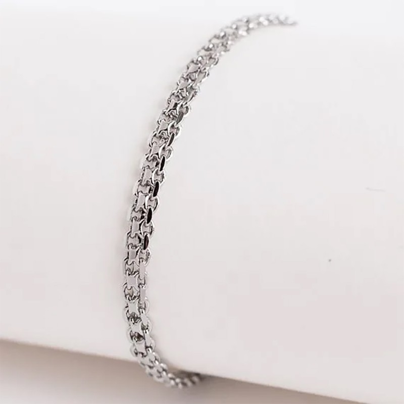 Rokassprādze ar rodija pārklājumu Bismarks enkura aušanas dubulto posmu