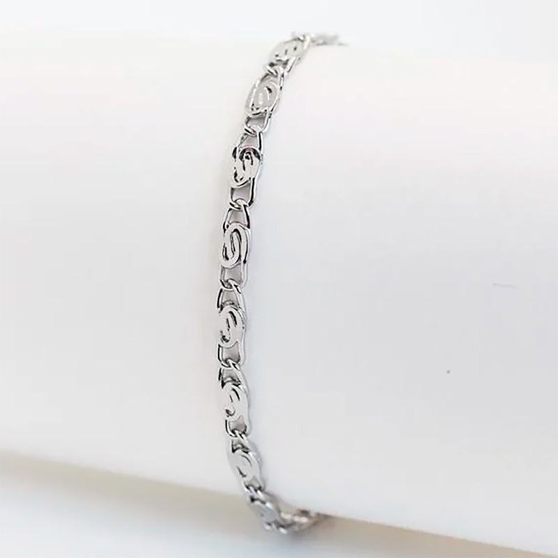 Rokassprādze ar rodija pārklājumu Klasiskā saplacinātu gliemežu posmu virkne