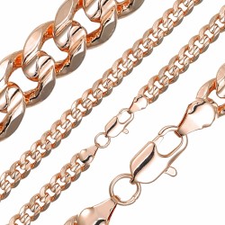 Apzeltīta rokassprādze Klasisks Maiami stila Kubas posmu ar dubultrievām vidū pinums