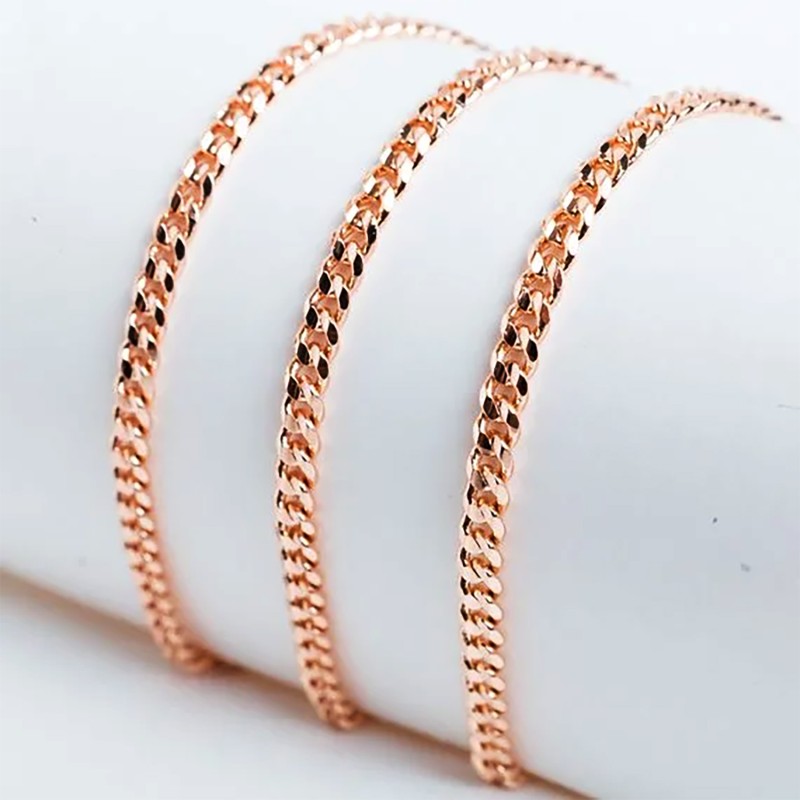 Apzeltīta rokassprādze Klasisks Maiami stila Kubas posmu ar dubultrievām vidū pinums