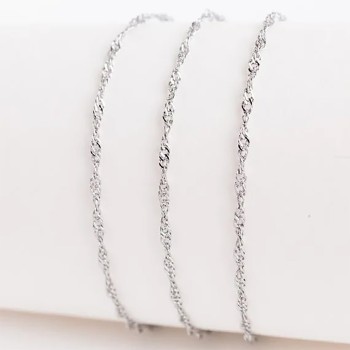 Ķēdīte ar rodija pārklājumu Singapūras klasisks vienkāršo posmu pinums