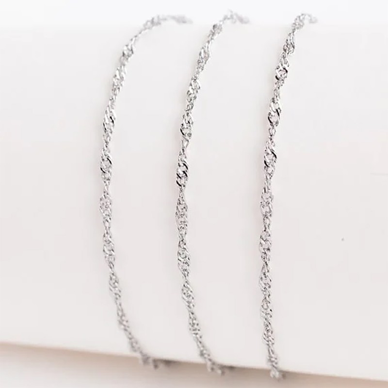 Ķēdīte ar rodija pārklājumu Singapūras klasisks vienkāršo posmu pinums