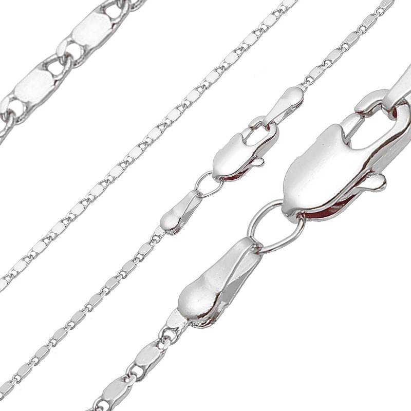 Ķēdīte ar rodija pārklājumu Smalku pulētu gliemežvāku posmu virkne