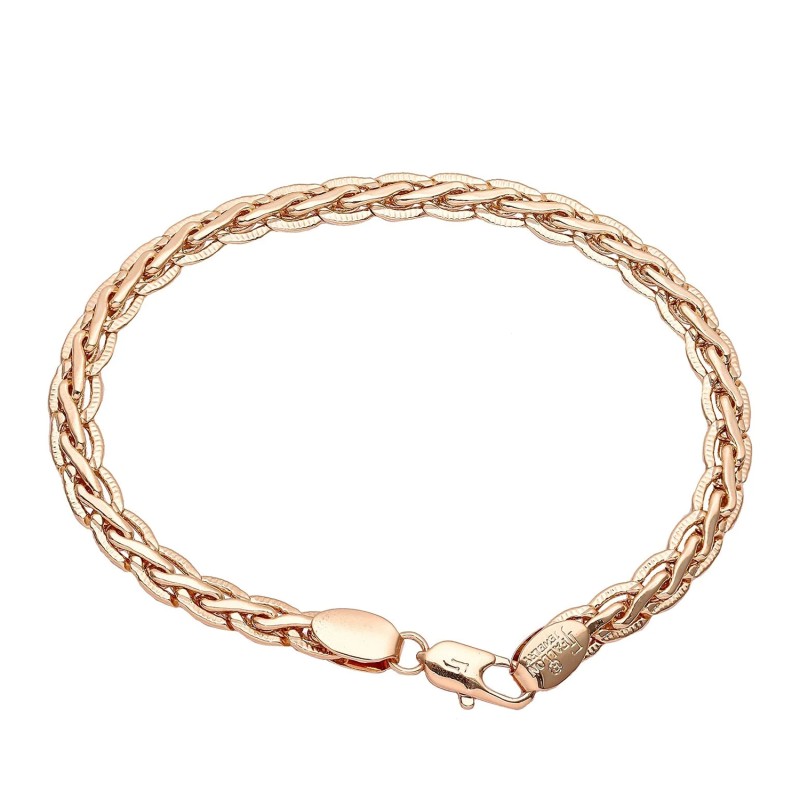 Apzeltīta rokassprādze Spiga kviešu vārpas vīto posmu ar grāvējumu pinums