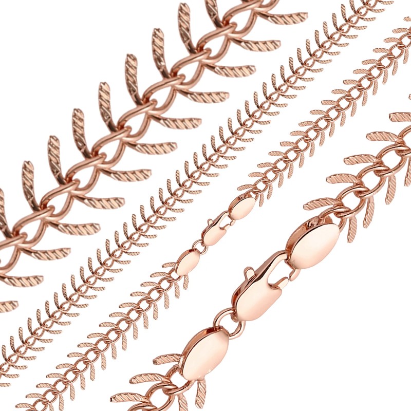 Apzeltīta rokassprādze Zivju skeleta formas virkne