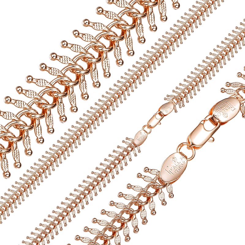 Apzeltīta rokassprādze Zivju skeleta formas ar bumbiņu galiem virkne