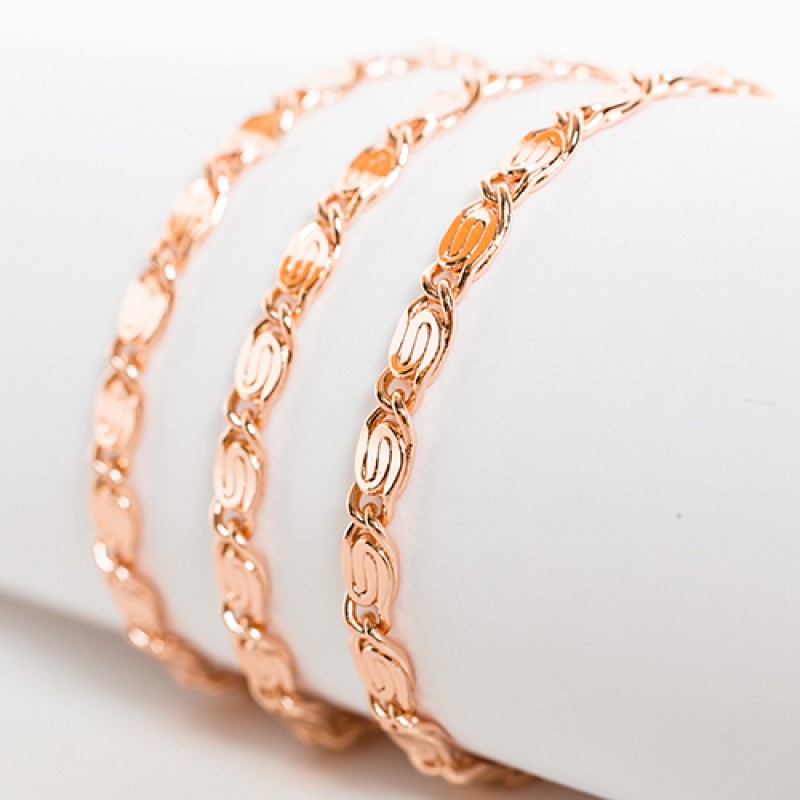 Apzeltīta rokassprādze Klasiskā saplacinātu gliemežu posmu virkne