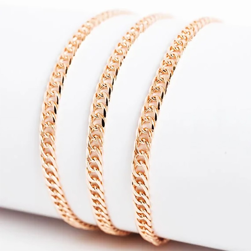 Apzeltīta rokassprādze Kubas dubulto posmu pinums