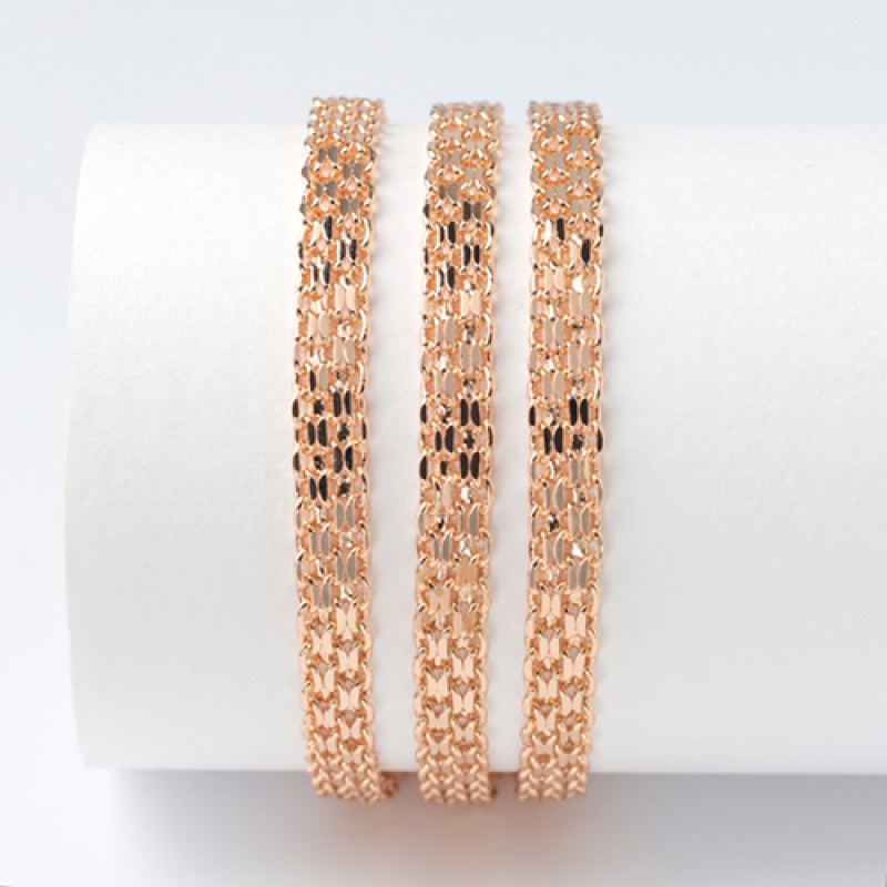 Apzeltīta rokassprādze Bismarks enkura aušanas trīskāršā posma pinums