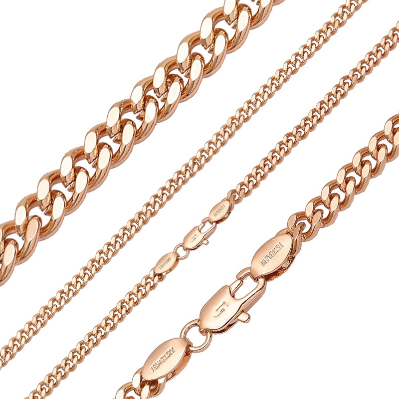 Apzeltīta rokassprādze Klasisks Maiami stila Kubas posmu pinums