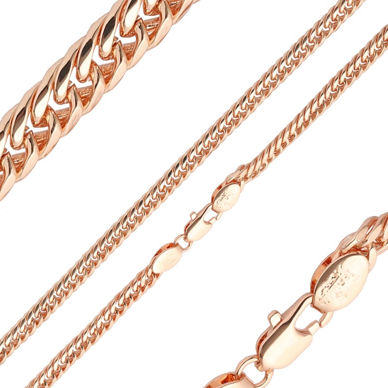 Apzeltīta rokassprādze Kubas trīskāršu posmu pinums