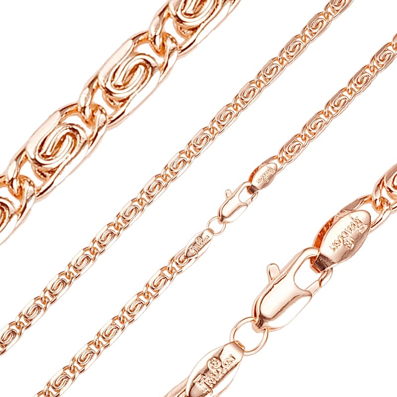 Apzeltīta rokassprādze Klasiskā noapaļotu sānu gliemežu posmu virkne