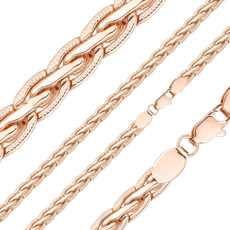 Apzeltīta rokassprādze Spiga kviešu vārpas vīto posmu ar grāvējumu pinums