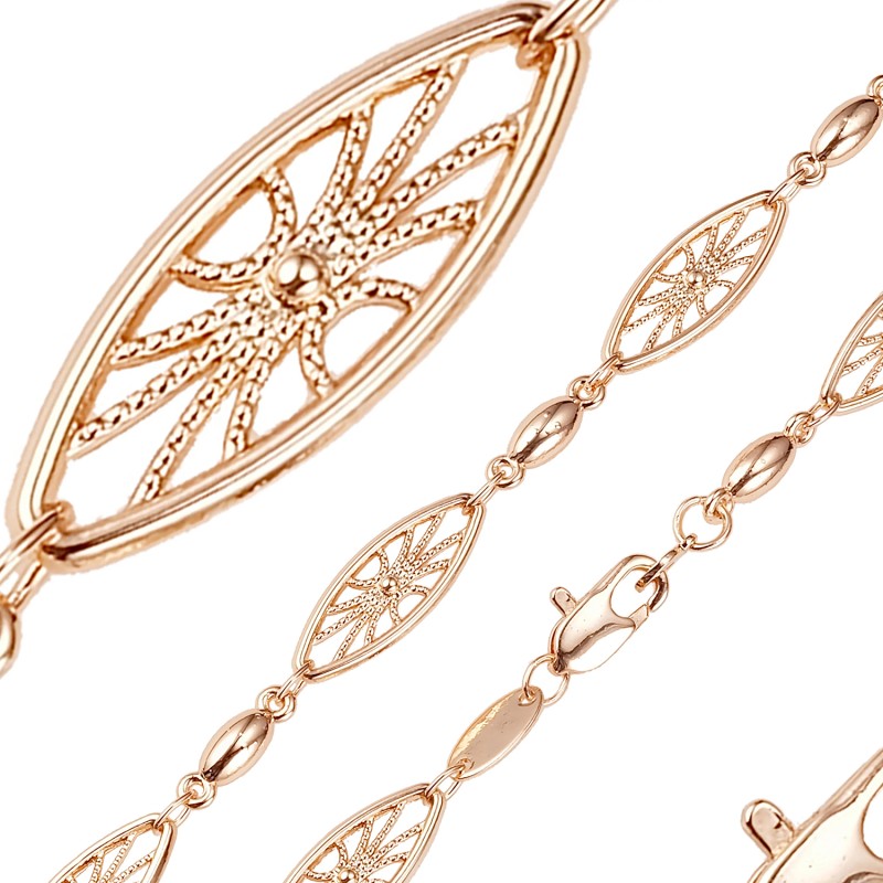 Apzeltītā ķēdīte Iestrādātu ovālajā rāmī mozaīkas fancy tīkla posmu un ovālu posmu virkne