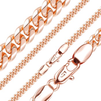 Apzeltīta rokassprādze Klasiska Maiami stila Kubas posmu ar noapaļotiem sāniem ar saplacinātu virsmu