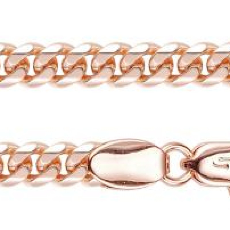 Apzeltīta rokassprādze Klasiska Maiami stila Kubas posmu ar noapaļotiem sāniem ar saplacinātu virsmu