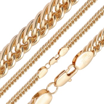 Apzeltīta rokassprādze Kubas dubulto ieliektu posmu pinums