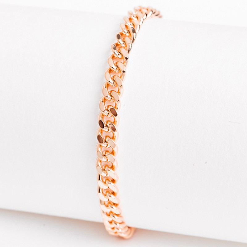 Apzeltīta rokassprādze Klasisks Maiami stila Kubas posmu pinums