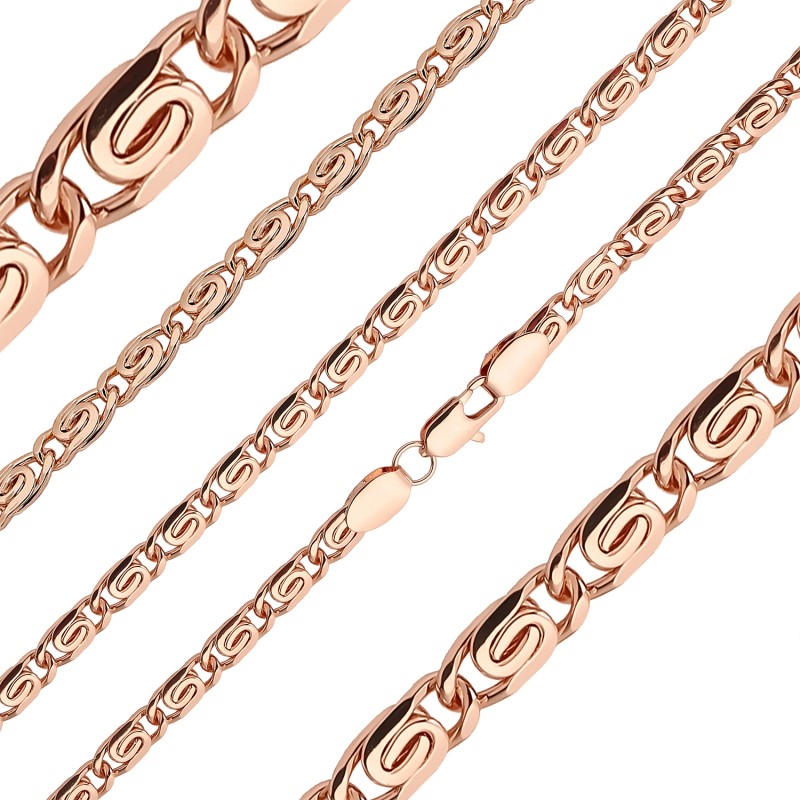 Apzeltīta rokassprādze Klasiskā noapaļotu sānu gliemežu posmu virkne