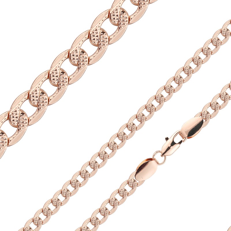 Apzeltīta rokassprādze Izkaltu sānu un izkaisītu punktiņu gravējuma savītu posmu virkne