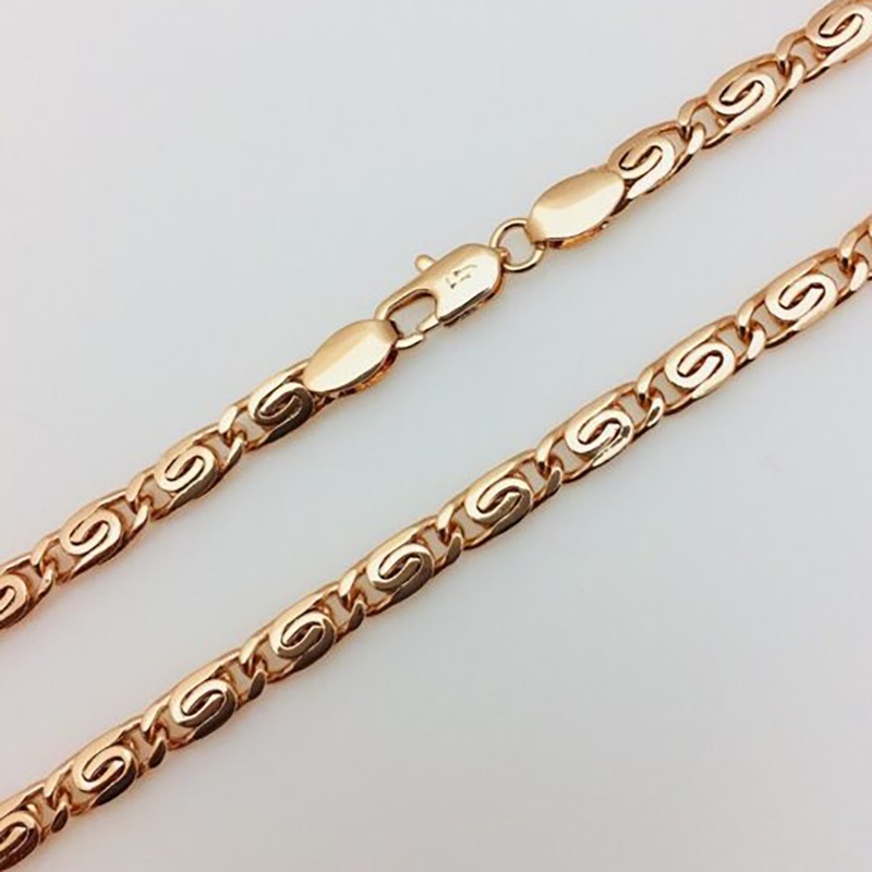 Apzeltīta rokassprādze Klasiskā noapaļotu sānu gliemežu posmu virkne