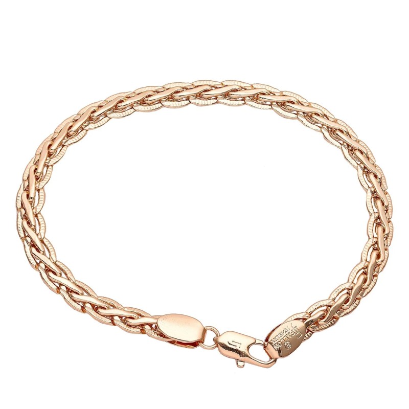 Apzeltīta rokassprādze Spiga kviešu vārpas vīto posmu ar grāvējumu pinums