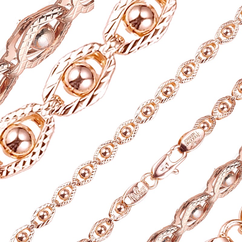 Apzeltīta rokassprādze Acs formas ar krelles dekoru posmu virkne