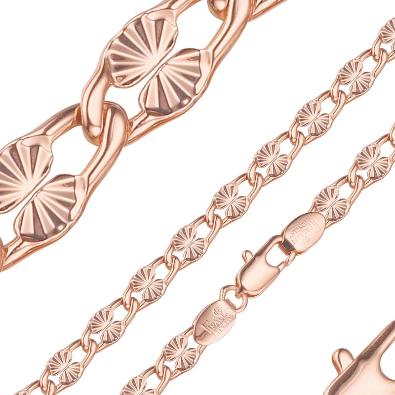 Apzeltīta rokassprādze Iegravētu saules staru ovālu posmu virkne