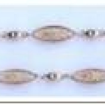 Apzeltīta rokassprādze Iestrādātu ovālajā rāmī mozaīkas fancy tīkla posmu un ovālu posmu virkne