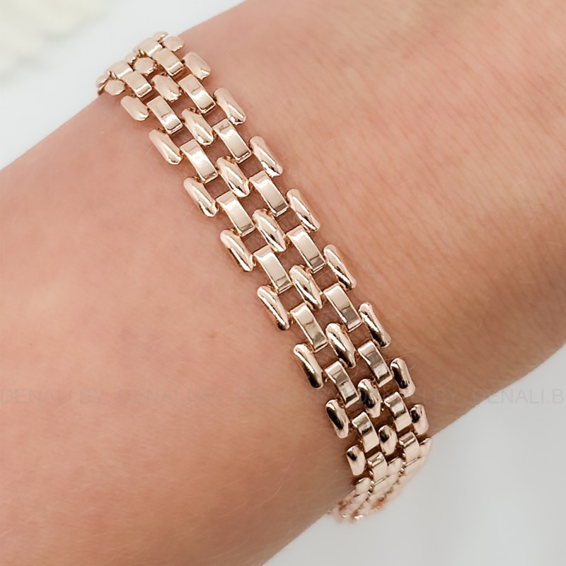 Apzeltīta rokassprādze Panteras posmu virkne (kāpurķēdes forma)