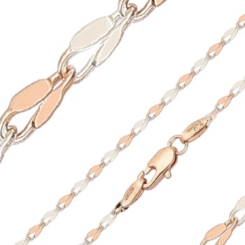 Apzeltīta rokassprādze Klasisku mežģīņu ovālu plakanu gredzenu posmu virkne