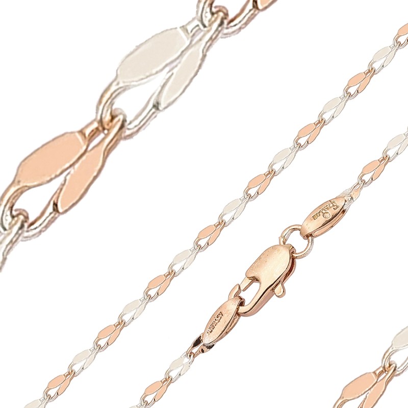 Apzeltīta rokassprādze Klasisku mežģīņu ovālu plakanu gredzenu posmu virkne