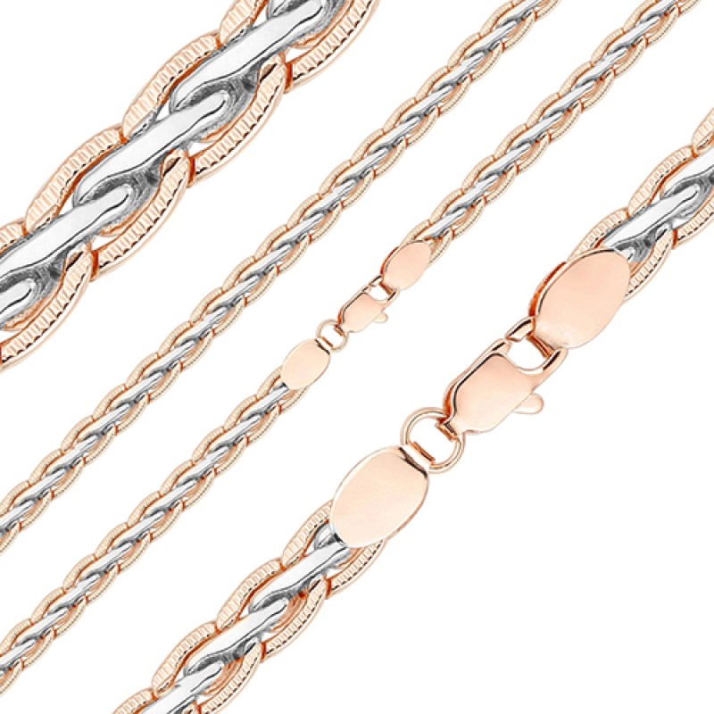 Apzeltīta rokassprādze Spiga kviešu vārpas vīto posmu ar grāvējumu pinums