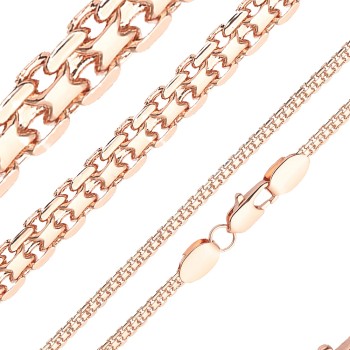 Apzeltītā ķēdīte Bismarks enkura aušanas dubulto posmu pinums