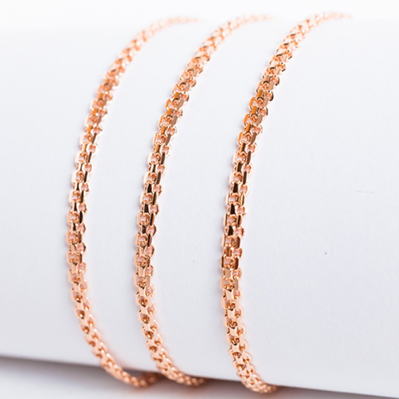 Apzeltītā ķēdīte Bismarks enkura aušanas dubulto posmu pinums