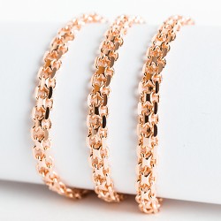 Apzeltītā ķēdīte Bismarks enkura aušanas dubulto posmu pinums