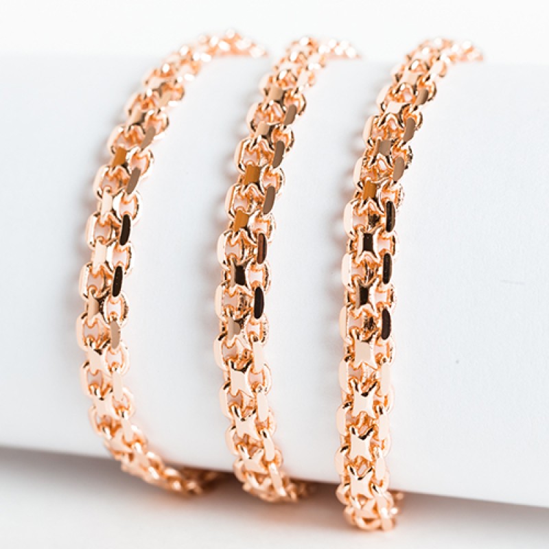 Apzeltītā ķēdīte Bismarks enkura aušanas dubulto posmu pinums