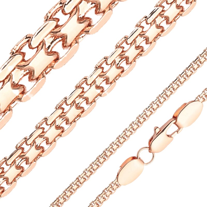 Apzeltītā ķēdīte Bismarks enkura aušanas dubulto posmu pinums