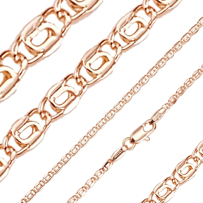 Apzeltītā ķēdīte Gliemežu atslēgas caurumiņu posmu ar noapaļotu sānu virkne