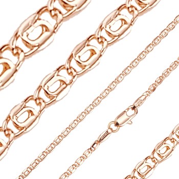 Apzeltītā ķēdīte Gliemežu atslēgas caurumiņu posmu ar noapaļotu sānu virkne