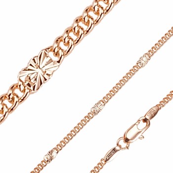 Apzeltītā ķēdīte Klasisks pinums ar saules staru Fancy posmiem