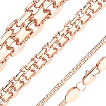 Apzeltītā ķēdīte Bismarks enkura aušanas dubulto posmu pinums