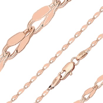 Apzeltītā ķēdīte Klasisku mežģīņu ovālu plakanu gredzenu posmu virkne