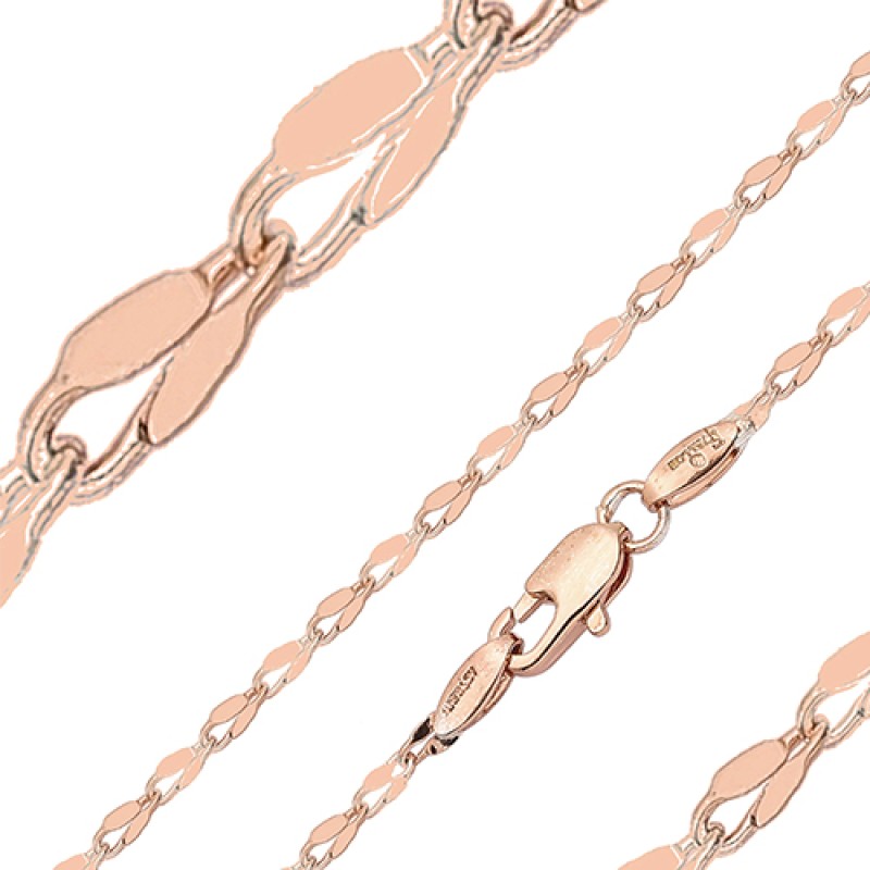 Apzeltītā ķēdīte Klasisku mežģīņu ovālu plakanu gredzenu posmu virkne