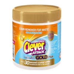 Balinošs veļas traipu tīrīšanas pulveris “Clever ATTACK Oxy Action GOLD” baltai veļai 750g