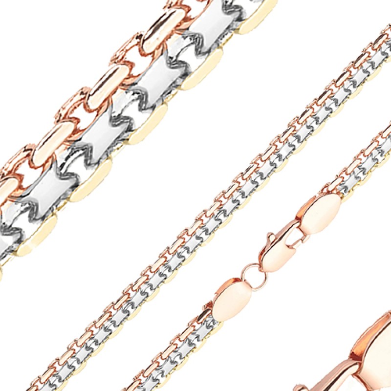 Apzeltītā ķēdīte Bismarks enkura aušanas dubulto posmu pinums