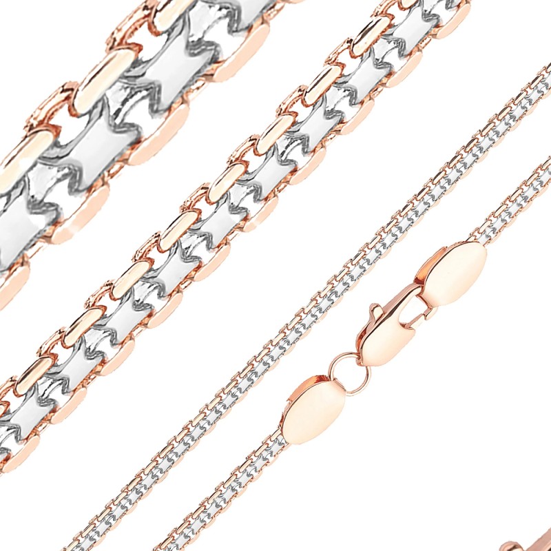 Apzeltītā ķēdīte Bismarks enkura aušanas dubulto posmu pinums