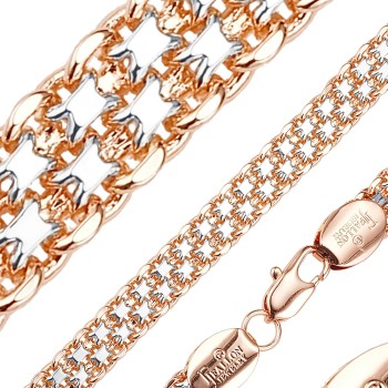 Apzeltītā ķēdīte Bismarks enkura aušanas trīskāršā posma pinums